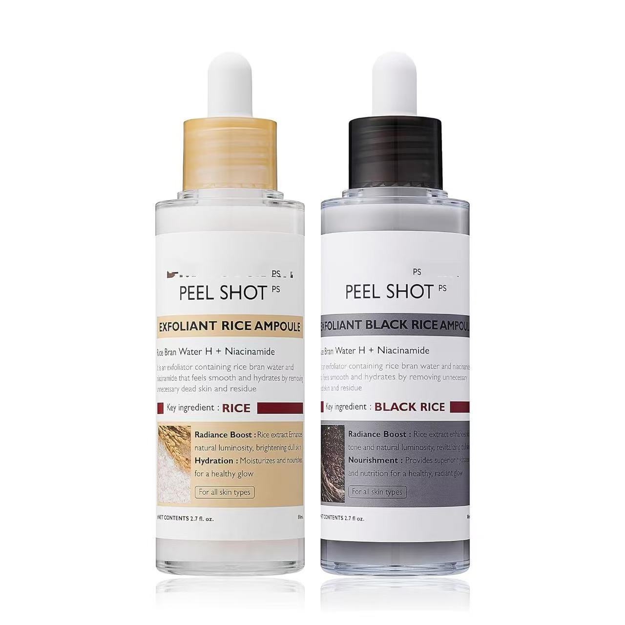 Peel Shot White & Black Rice Peeling Ampoule.