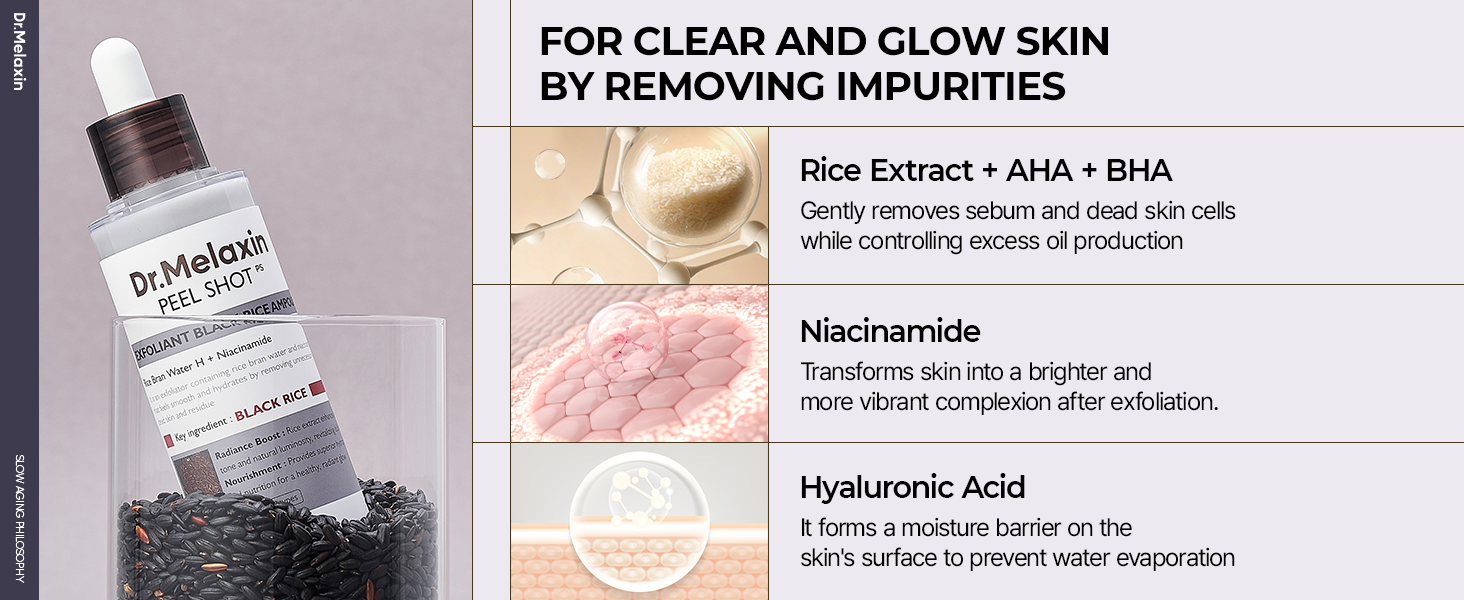 Peel Shot White & Black Rice Peeling Ampoule.